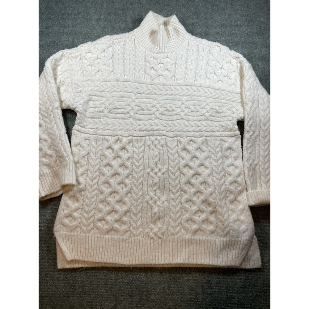Abercrombie & Fitch women's chunky mixed-stitch funnel neck cable knit sweater S